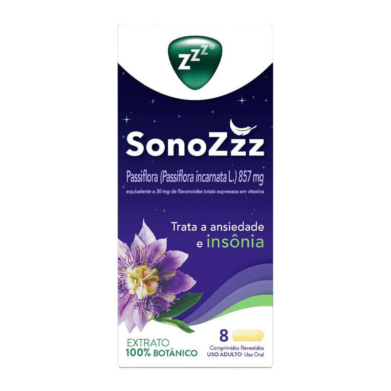 Passiflora 857mg Sonozzz Caixa 8 Comprimidos Revestidos