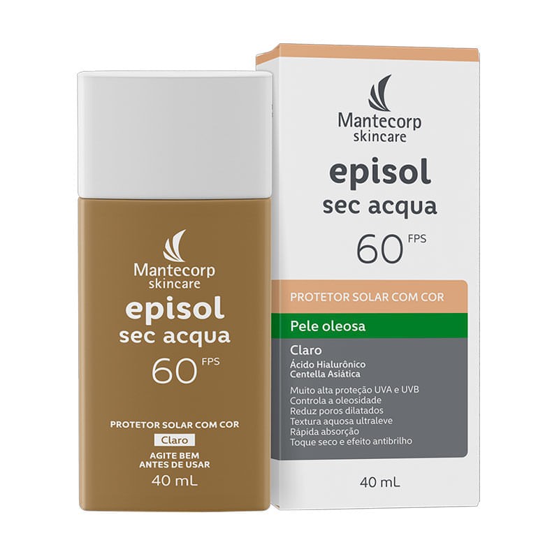 Episol Protetor Solar Facial Sec Acqua Claro Fps60 Frasco 40ml