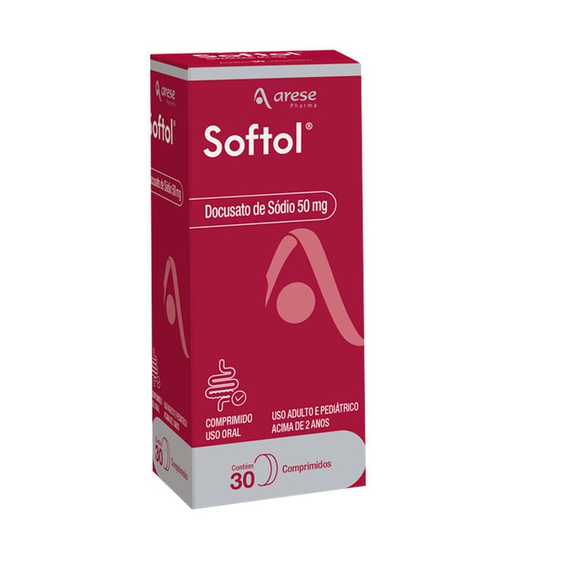 Softol Docusato De Sódio 50mg Contém 30 Comprimidos