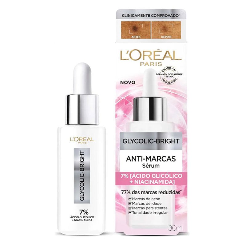 Serum Antimarcas L Oreal Paris Glycolic Bright Caixa 30ml