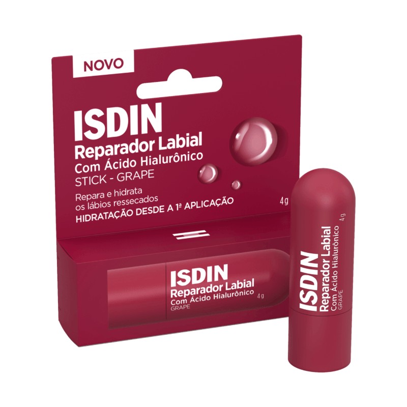 Isdin Reparador Labial Stick Com Acido Hialuronico Cor Grape 4g